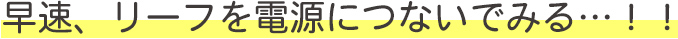 早速、リーフを電源につないでみる…！！