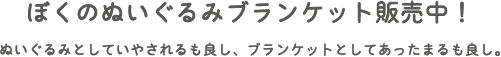 ぼくのぬいぐるみブランケット販売中！ ぬいぐるみとしていやされるも良し、ブランケットとしてあったまるも良し。